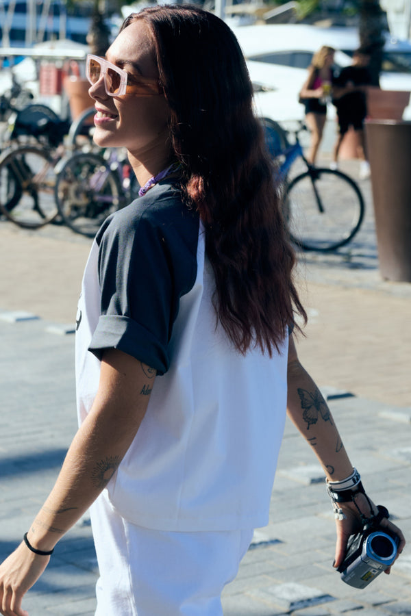 t-shirt baseball white/carbone