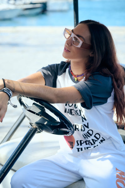 t-shirt baseball white/carbone