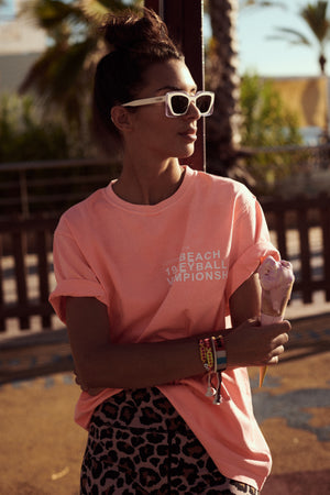 t-shirt volley-ball coral
